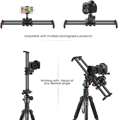 Miniatura 3 de Zecti Estabilizador de cámara deslizante de 16 "/40 cm Carril de fibra de carbono ajustable para cámara DSLR Video Movie Fotografía Videocámara