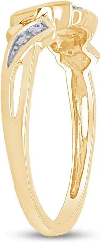 Miniatura 3 de Jewel Zone US - Anillo de compromiso con triple corazón de diamante natural blanco en oro de 14 quilates sobre plata de ley (0,03 quilates)