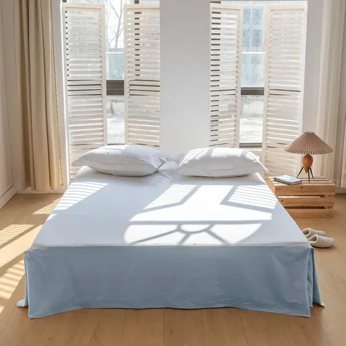 Miniatura 28 de BISELINA - Falda de cama de lino francés con volantes plisados de 22 pulgadas, caída a medida, mezcla natural de lino y algodón, funda para cama