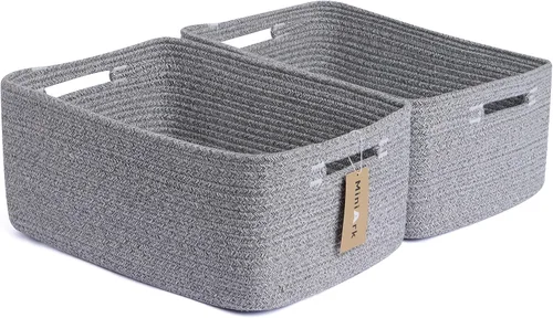 Miniatura 29 de MiniArk Cestas grandes de almacenamiento para estantes, organizadores de armario, para ropa, manta, toallas, guardería, caja de juguetes, cestas
