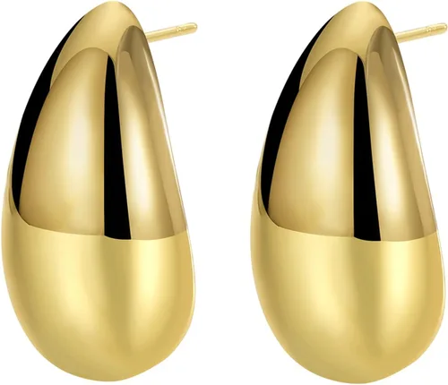 Miniatura 15 de Aretes de aro de oro gruesos para mujer, ligeros, con forma de gota de agua, aretes de aro abiertos y huecos en forma de lágrima, plata y oro