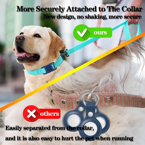 Miniatura 4 de Paquete de 2 soportes impermeables para collar de perro AirTag compatibles con Apple AirTag, soporte de silicona oculto para Airtag Tracker, negro