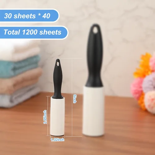 Miniatura 2 de Zhehao Paquete de 40 mini rodillos de pelusa de 1200 hojas de tamaño de viaje, rodillo portátil para ropa, pelo de mascotas, muebles de sofá