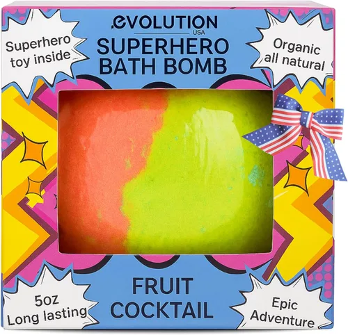 Miniatura 17 de EvolutionUSA Bombas de baño épicas negras de superhéroes para niños, 6 bombas de baño de superhéroes con juguete en el interior, bombas de baño