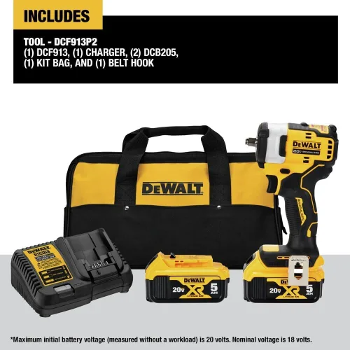 Miniatura 2 de DEWALT DCF913P2R 20V MAX sin escobillas - Llave de impacto inalámbrica de iones de litio de 3/8 pulgadas con kit de yunque de anillo de retención