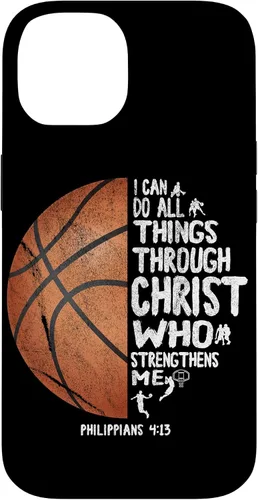 Miniatura 4 de Funda de baloncesto para iPhone 17 con texto en inglés "I can do All Things Through Christ Philippians