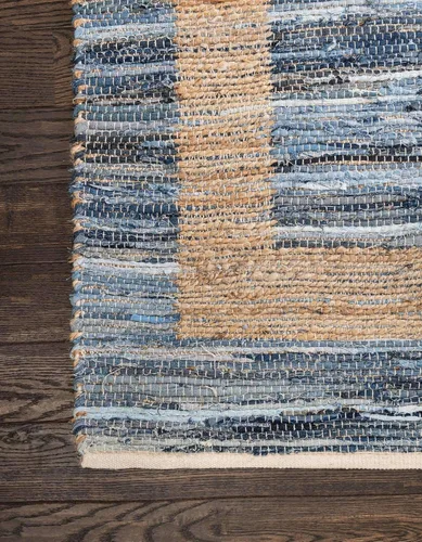 Miniatura 9 de Unique Loom Chindi Jute Collection - Alfombra rectangular (2' x 3' 1", rectangular, azul marino/natural)