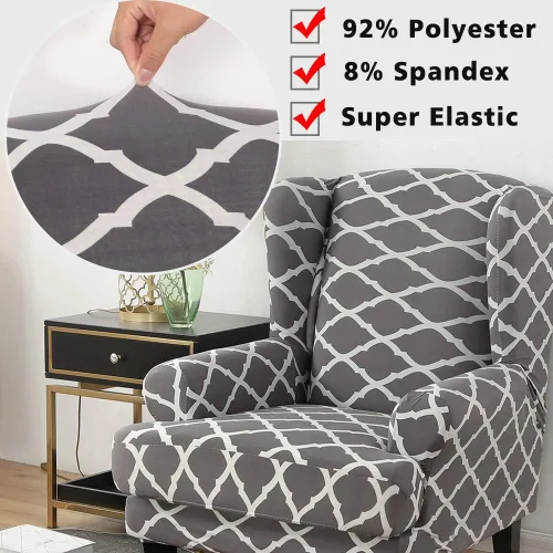 Miniatura 2 de GULI Wingback - Funda para silla de 2 piezas, fundas para silla de sillón, fundas de elastano para sofá, protector de muebles, lavable a máquina