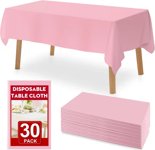 Miniatura 12 de RowinsyDD Paquete de 30 manteles de plástico negro desechables, 54 x 108 pulgadas, manteles de plástico para mesas rectangulares, mantel desechable