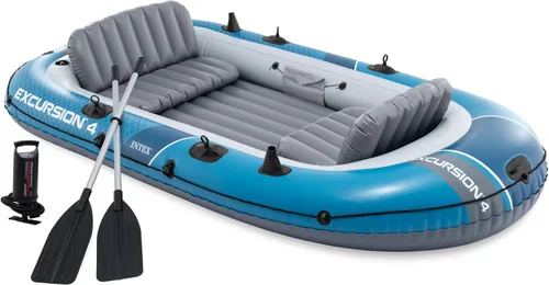Miniatura 11 de Intex Excursion 4, 4-person Inflatable Boat Set con remos de aluminio y bomba de aire de alta (último modelo)