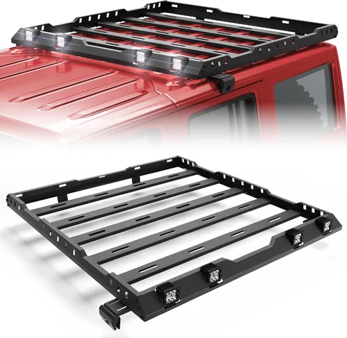 Miniatura 27 de Soporte de techo para Toyota 4Runner 2010-2024 5ª generación, cesta de carga de longitud completa resistente con barras transversales, estante