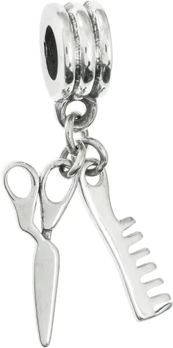 Tijeras de estilista de plata esterlina peine estilo europeo colgante encanto de cuentas, Plata esterlina, No es una piedra preciosa