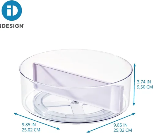 Miniatura 4 de Rosanna Pansino x iDesign - Tocadiscos divididos de plástico reciclado Lazy Susan con tapa, contenedor transparente/divisor de chispas de lavanda