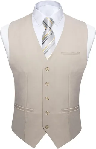 DiBanGu Men's Suit Vest Formal Wedding Slim Fit Single-Breasted Sleeveless V-Neck 2 Pockets Solid Dress Waistcoat Prom Tuxedo