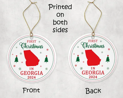 Miniatura 3 de Adorno de la primera Navidad en Georgia 2023 – Decoración colgante de árbol Ga Lover para celebración de Navidad – Regalo de festival