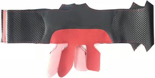 Miniatura 4 de Cubierta de volante de cuero perforado rojo con fibra de carbono mate negro para Honda Civic 2016-2021/CR-V 17-21/Clarity 16-18/Breeze
