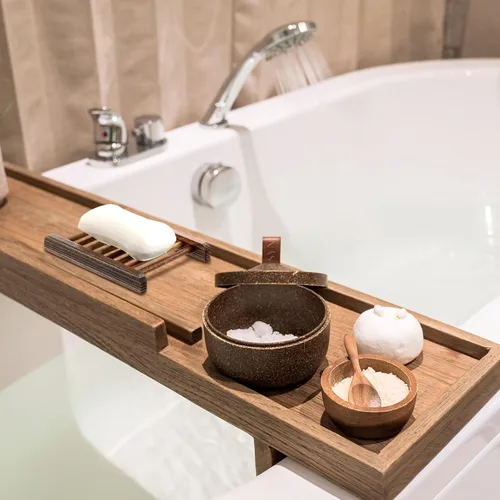 Miniatura 3 de Jabonera de bambú para jabonera de madera, ahorro de bandeja de jabón de madera, estuche de madera para ducha, rectangular, bañera, ducha, platos
