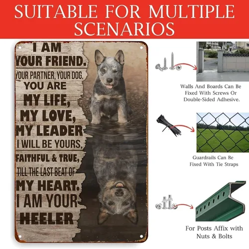Miniatura 3 de Cartel de metal retro con texto en inglés "I Am Your Companion Your Ally Your Existence Blue Heeler" para garaje, hombre, cueva, baño, dormitorio