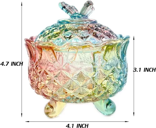 Miniatura 2 de Tarro de almacenamiento de barril de caramelo de cristal colorido tarro de almacenamiento de galletas de lujo en relieve bote de buffet con tapas