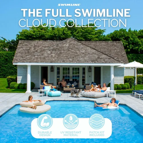 Miniatura 9 de SWIMLINE Original Cloud Chaise 360 - Tumbona flotante para piscina y lago, balsa circular para adultos y niños, respaldo W Cómoda textura