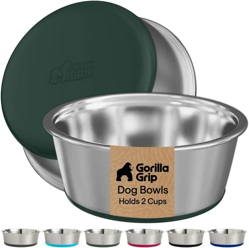 Miniatura 29 de GORILLA GRIP Tazones para perros, acero inoxidable 304 de grado alimenticio, capacidad para 2 tazas cada uno (16 onzas líquidas) para alimentos
