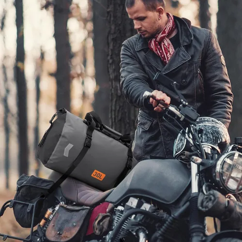 Miniatura 8 de OCKLILY Bolsa seca impermeable, bolsa trasera de motocicleta enrollable de 30 L con válvula de aire y correas de fijación rápida, bolsas de viaje