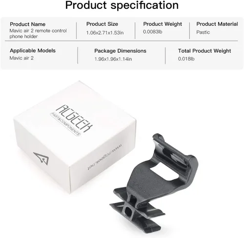 Miniatura 6 de Kit extensor de soporte de clip para teléfono celular compatible con DJI Air 3 / Mini 3 Pro/Mini 2 / Air 2 2S / Mavic 3 Drone Controladores