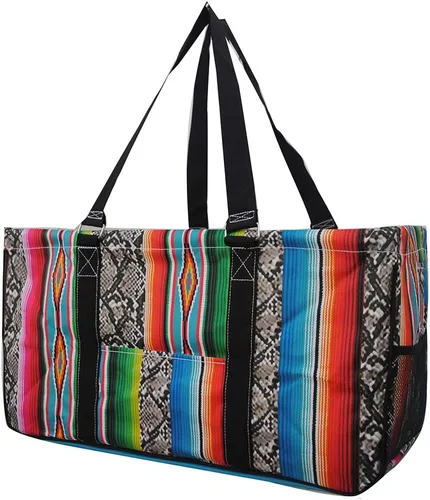 Miniatura 279 de NGIL Bolsa de comestibles reutilizable extra grande plegable de gran tamaño para comestibles, almacenamiento, picnic, playa, Estampado