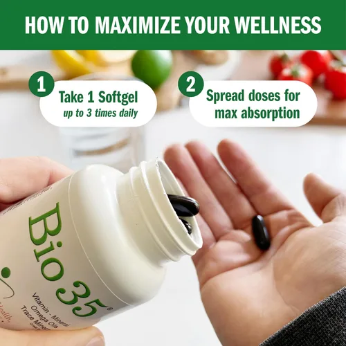Miniatura 6 de Bio35 / 300 sg Multivitamínico diario original, sin gluten, para hombres y mujeres, cápsulas blandas Bio35 de alta potencia con minerales traza