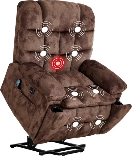Miniatura 11 de IOMOR Silla grande reclinable eléctrica con masaje y calor para adultos mayores, mecanismo reclinable de seguridad y alta resistencia, silla