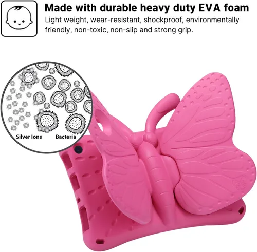 Miniatura 76 de FW Fire 7 - Funda para tablet para niños, Amazon Fire 7 2022, funda de mariposa con luz de atril, EVA, protección contra caídas, resistente, a