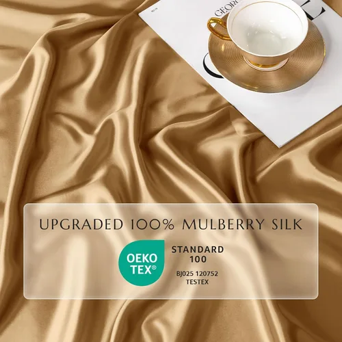Miniatura 84 de THXSILK Juego de sábanas bajeras de 100% seda de morera, 3 piezas de seda 7A+, transpirable, suave, sábana bajera de 16 pulgadas de profundidad, 2