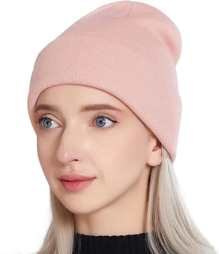 Miniatura 2 de Muryobao Paquete de 2 gorros de punto cálidos para mujer de invierno suaves elásticos para clima frío