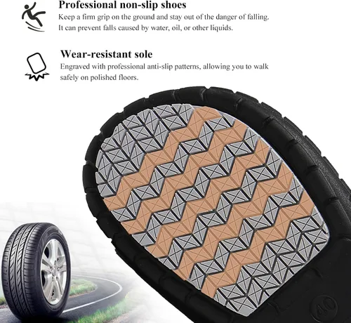 Miniatura 3 de Haifago Zapatos de chef antideslizantes para hombre, zuecos de trabajo de cocina resistentes al aceite, zapatos de servicio de alimentos