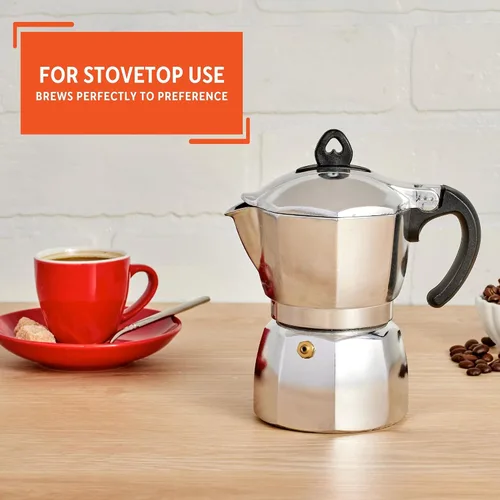 Miniatura 4 de IMUSA USA B120-43V, Cafetera de expreso de aluminio para estufa de 6 tazas, plateada