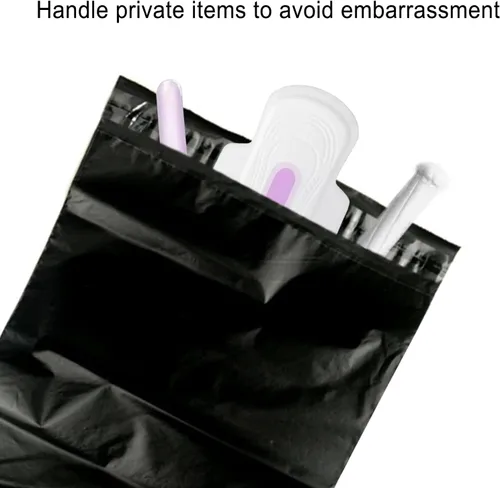 Miniatura 3 de Bolsas de eliminación de servilletas sanitarias, 100 bolsas de higiene femenina, sellos autosellantes, protección de privacidad para mujeres