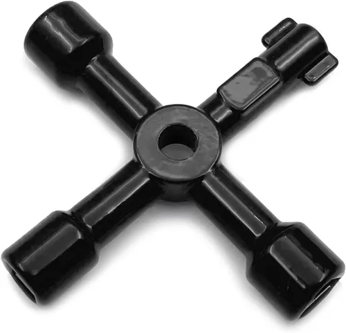 Miniatura 2 de Llave multifuncional de 4 vías, llave cruzada universal 4 en 1, llave cuadrada triangular de acero inoxidable para medidor de agua y gas, válvula