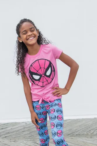 Miniatura 2 de Marvel Spider-Man Vengadores Capitán América Guardianes de la Galaxia - Conjunto de camiseta y leggings para niñas pequeñas y grandes