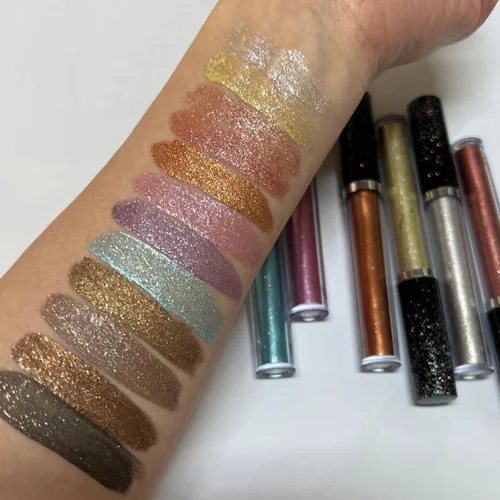 Miniatura 4 de Sombra de ojos líquida con efecto brillante de larga duración, sombra de ojos con pigmento brillante, maquillaje con brillo y purpurina