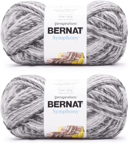 Miniatura 5 de Bernat Symphony - Ovillo de concha marina, paquete de 2 unidades de 8 onzas, mezcla de lana, 5 voluminosos, 309 yardas, tejido/ganchillo Conchas