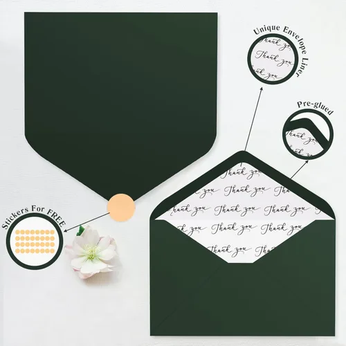 Miniatura 4 de Goefun 144 tarjetas de agradecimiento con sobres, paquete a granel de 4x6, notas en blanco verdes con diseños elegantes, perfectas para bodas, baby