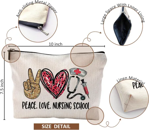 Miniatura 5 de Bolsas de enfermera para mujeres y estudiantes - Bolsas de cosméticos con cremallera E Estilo-enfermera-blanco