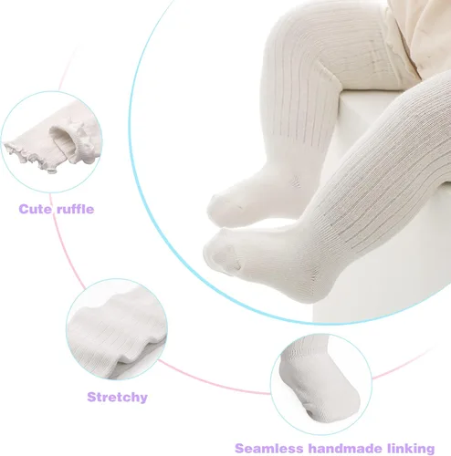 Miniatura 3 de Calcetines hasta la rodilla para bebé niña, calcetines antideslizantes para niños pequeños, tubo con volantes, uniforme para recién nacidos, 5 pares