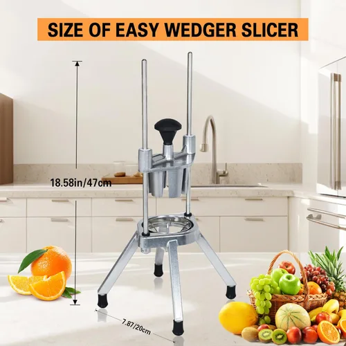 Miniatura 5 de Hakka Commercial Easy Wedger - Cortador de limón con 3 cuchillas, cortador de frutas de acero inoxidable 4/6/8 para limones, limas, tomates, papas
