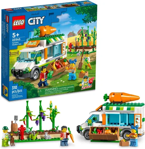LEGO City Van del Mercado de Granjeros 60345 - Juego de juguetes de construcción para niños, niñas y niños a partir de 5 años; Tienda de granja