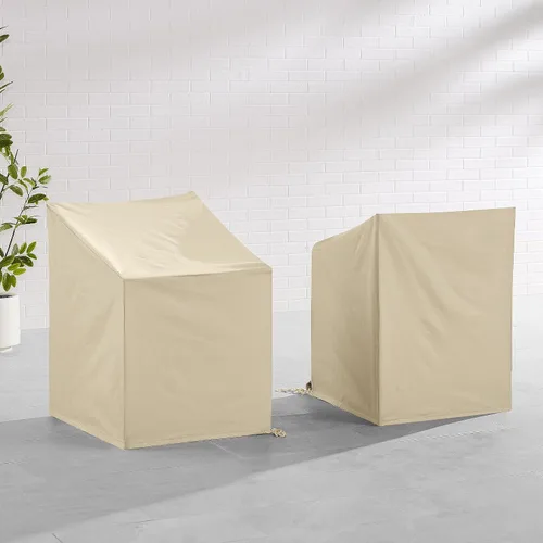 Miniatura 3 de Crosley Furniture Fundas impermeables para muebles de patio, juego de 2 piezas para sillas de comedor, color marrón Beige Bronceado