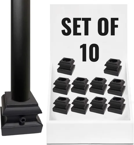 Miniatura 15 de Base plana para balaustrés delgada - para balaustres cuadrados de hierro de 1/2 pulgada - Juego de 10 (Negro satinado) - DH-SS2