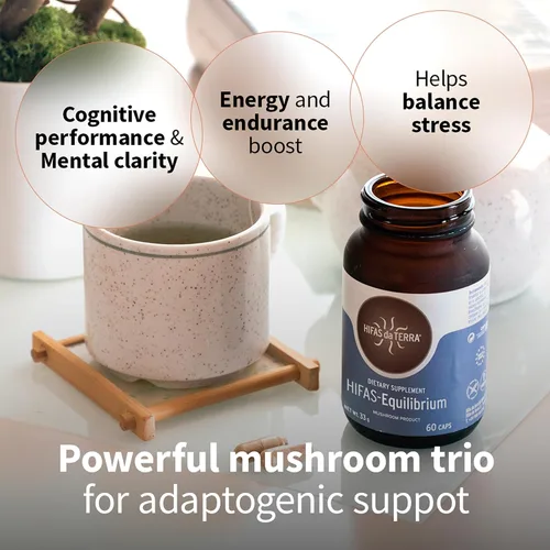 Miniatura 2 de Hifas Equilibrium - Complejo de hongos con melena de león orgánica, Cordyceps y Reishi - Suplemento de apoyo para el estrés y el estado de ánimo