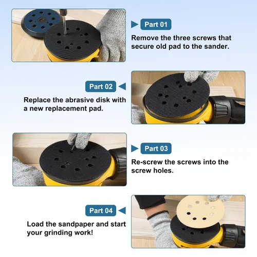 Miniatura 5 de S SATC Almohadillas de repuesto de 5 pulgadas con 8 agujeros de gancho y bucle para lijadoras orbitales DEWALT/Makita