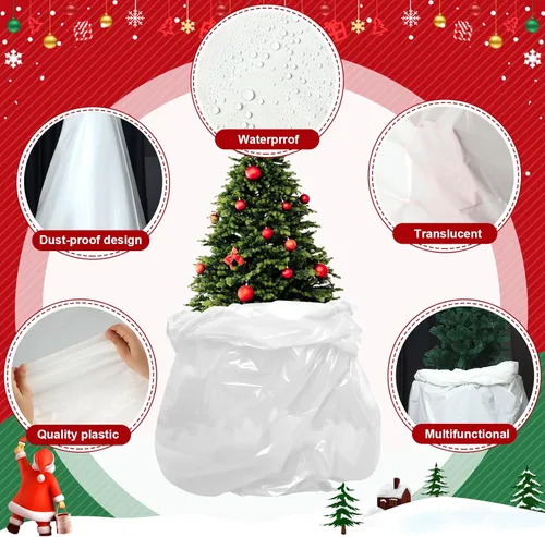 Miniatura 3 de Windyun 6 fundas para árbol de Navidad de 9 x 6 pies, bolsas de almacenamiento para árboles de hasta 9 pies de alto (blanco)